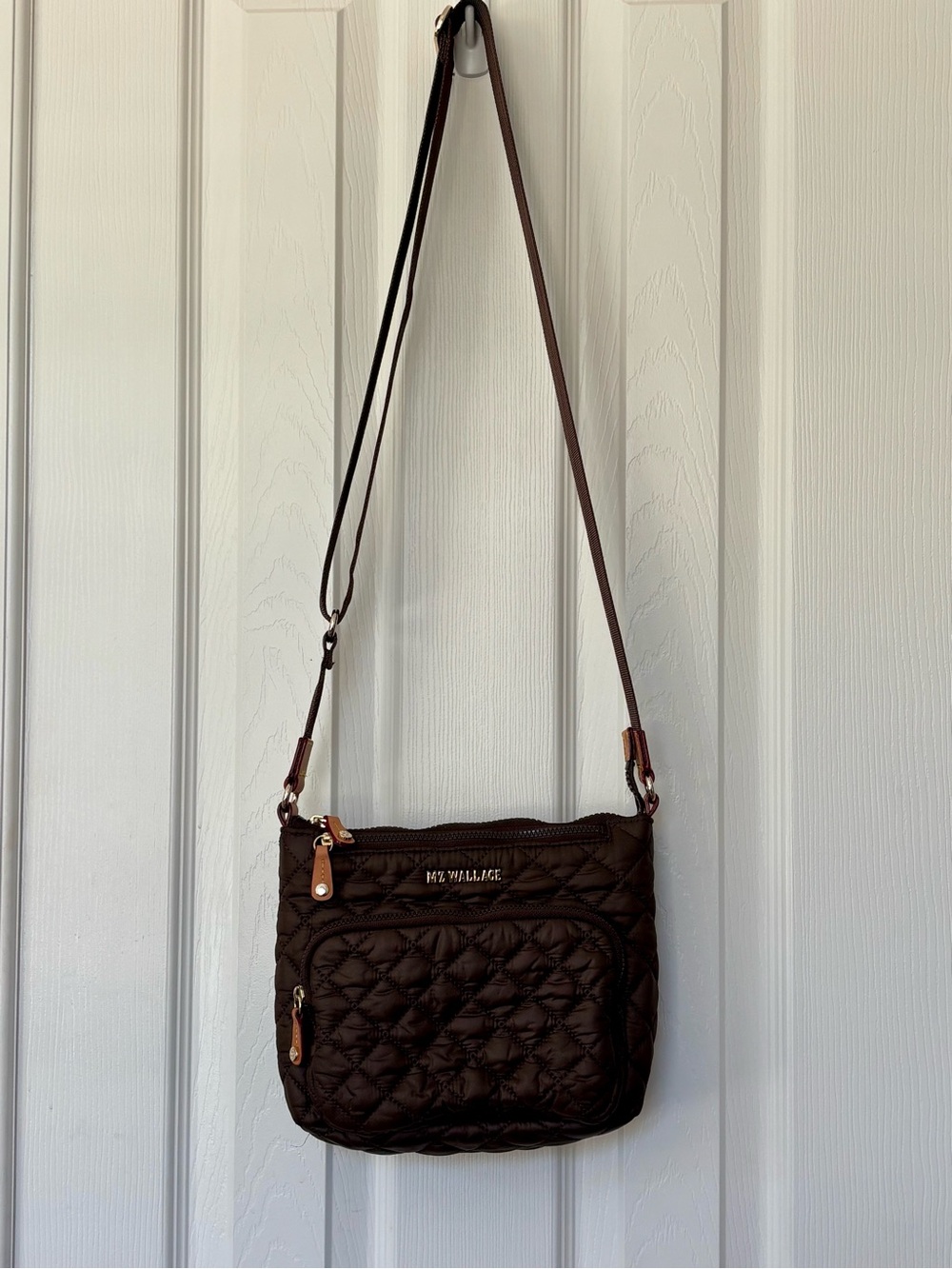 MZ Wallace Quilted Crossbody Bag in Dark Brown